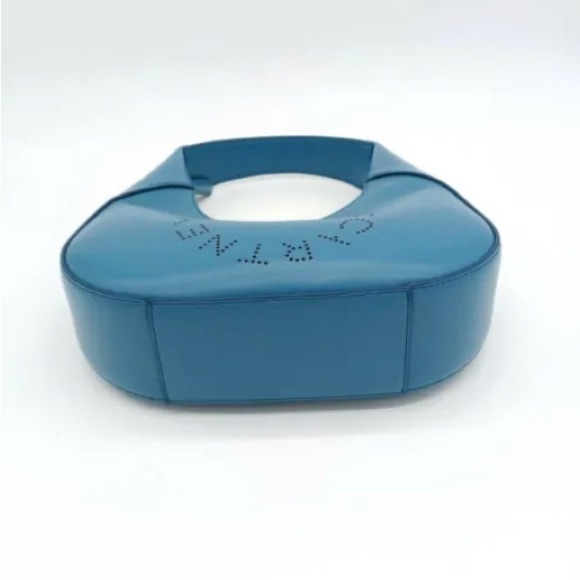 New STELLA MCCARTNEY Small Perforated Logo Alter Leather Hobo Bag - Teal - Picture 5 of 10